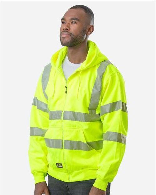 Men's Berne Hi-Vis Class 3 Lined Hooded Sweatshirt