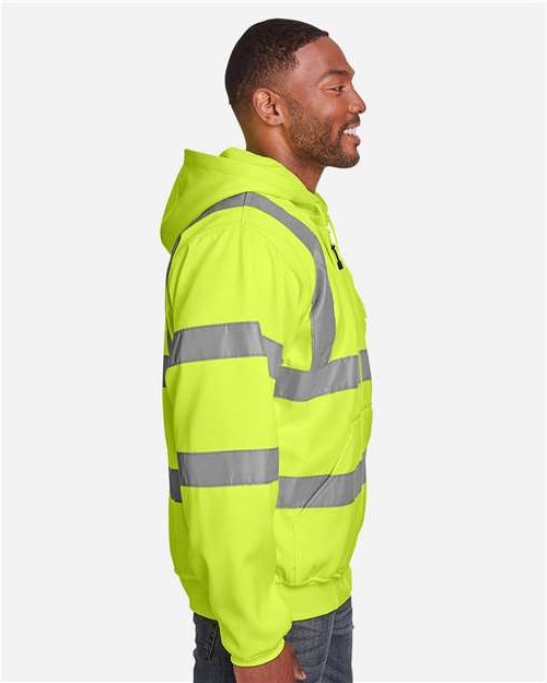 Men's Tall Hi-Vis Class 3 Lined Full-Zip Hooded Sweatshirt