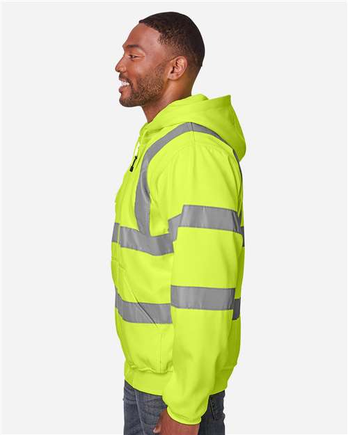 Men's Tall Hi-Vis Class 3 Lined Full-Zip Hooded Sweatshirt