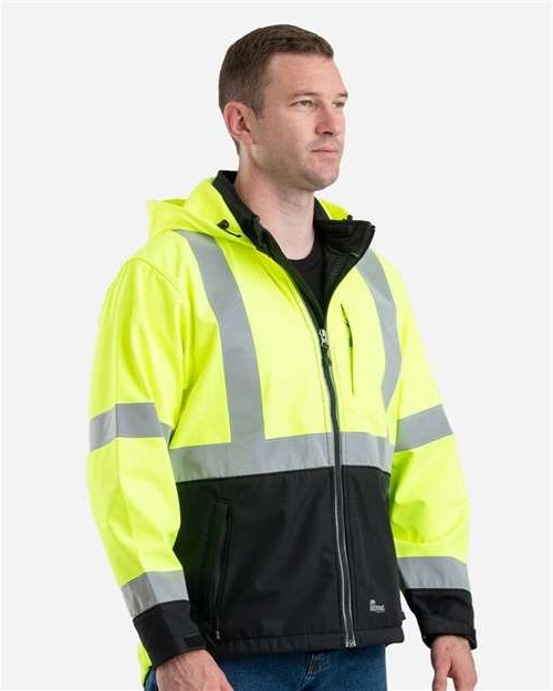 Men's Tall Hi-Vis Class 3 Hooded Soft Shell Jacket
