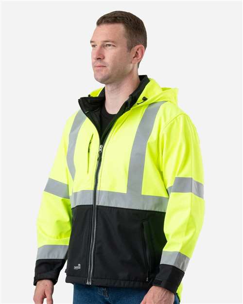 Men's Tall Hi-Vis Class 3 Hooded Soft Shell Jacket