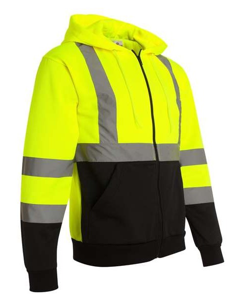 Unisex Hi-Vis Full-Zip Hooded Sweatshirt
