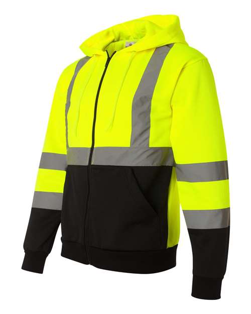 Unisex Hi-Vis Full-Zip Hooded Sweatshirt