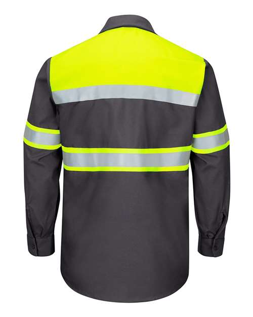 Men's Hi-Visibility Colorblock Ripstop Long Sleeve Work Shirt