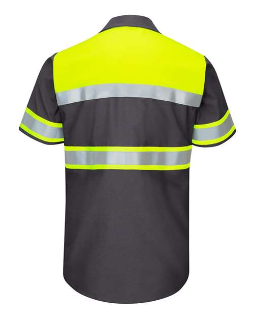 Men's Tall Hi-Visibility Colorblock Ripstop Short Sleeve Work Shirt
